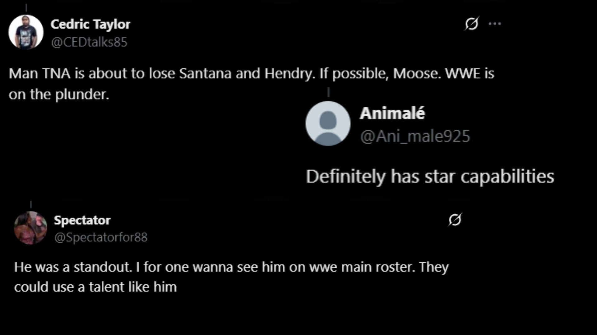 Fans believe that World Wrestling Entertainment will sign Santana. (Images via WrestlePurists' X)